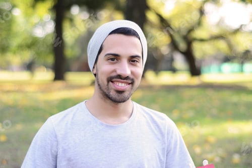 Preview: Close Up Of Young Handsome Man In A Park. Outdoors.