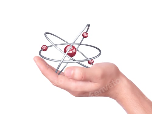 Preview: Hands Holding Molecule Symbol On White Background