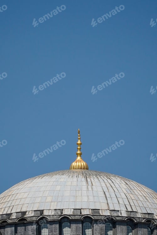 Preview: Detail Of A Mosque, Dome And Blue Sky.
