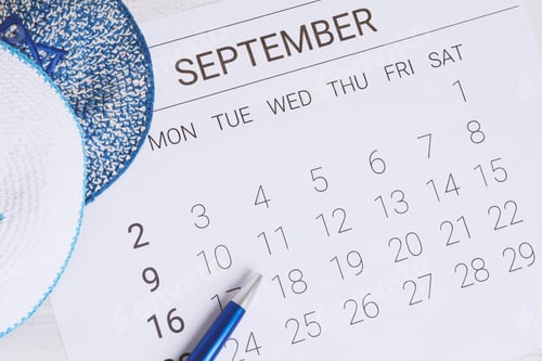 Preview: Calendar With Kippah. Calendar With Date September 10 And 11. Rosh Hashana, Jewish New Year Concept.