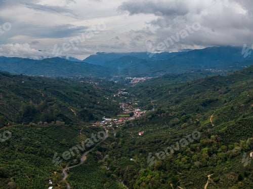 Preview: Beautiful Aerial View Of The Beautiful Town Of Santa Maria De Dota In Costa Rica -Town In Valley