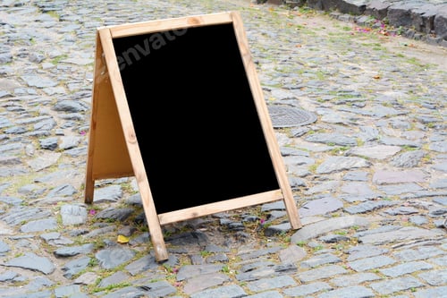 Preview: Empty Blackboard On The Street. Outdoors.