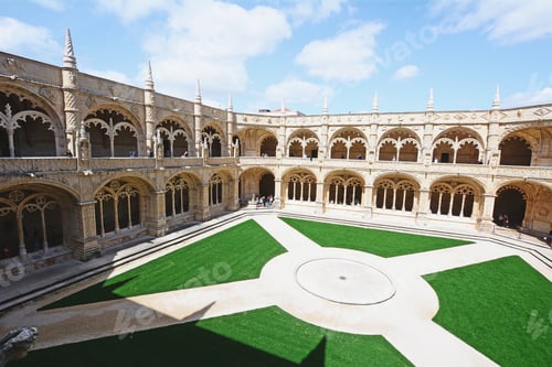Preview: Sintra, Portugal - March 31, 2017: Cloister Of Jeronimos Monastery (Mosteiro Dos Jeronimos) In