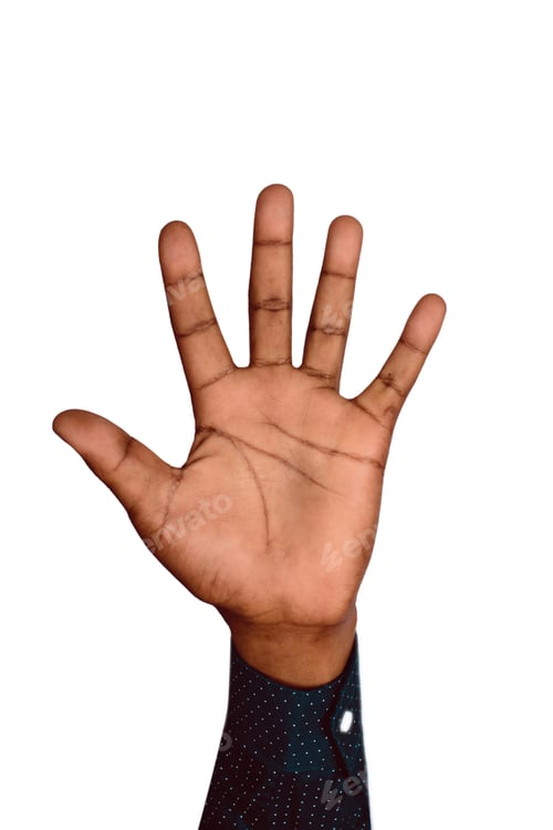 Preview: Close-Up Of An Open Black Palm On Studio.