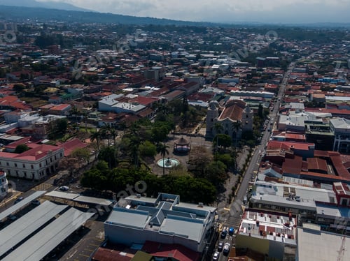 Preview: Beautiful Aerial View Of The Empty Streets Of Heredia - Costa Rica Due To The Corona Virus