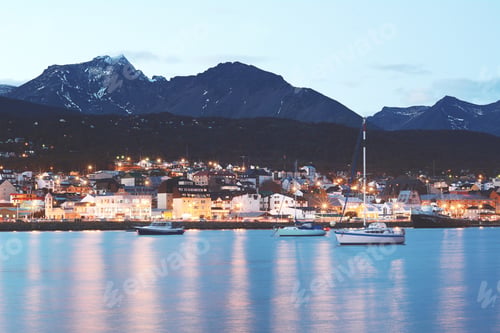 Preview: View Of The City Of Ushuaia At The Sunset. Tierra Del Fuego, Argentina.
