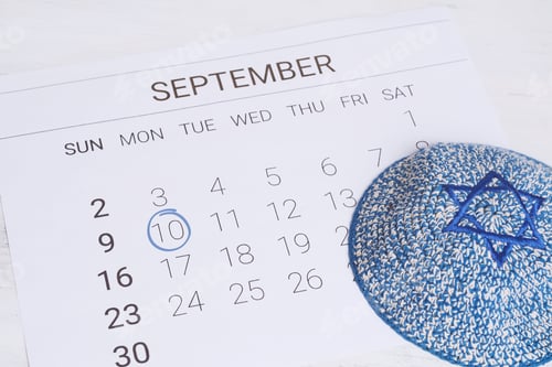 Preview: Calendar With Kippah. Calendar With Date September 10 And 11. Rosh Hashana, Jewish New Year Concept.