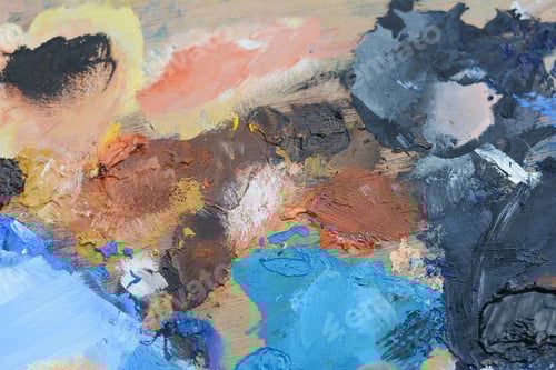 Preview: Colorful Artist'S Palette With Oil Paint Strokes. Abstract Texture Concept