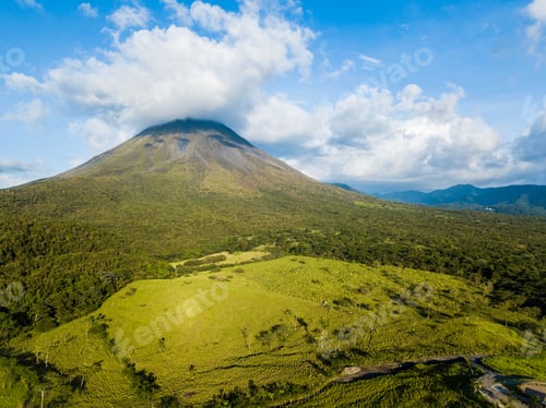 Preview: Beautiful Cinematic Aerial View Of The Arenal Volcano In Costa Rica