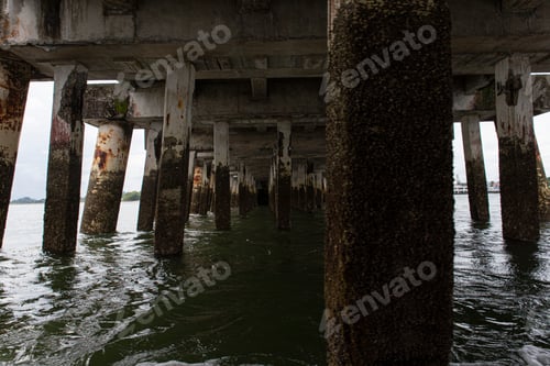 Preview: Wooden Beams Of A Pier On The Beach. Tumaco, Colombia.