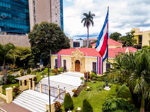 Preview: Beautiful Aerial View Of The Yellow House (Ministry Of Foreign Affairs And Worship) In Costa Rica