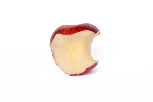 Preview: Red Bitten Apple With Shadow. Isolated White Background