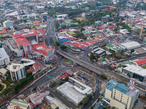 Preview: Beautiful Aerial View Of The Roads In The Roundabout In San Jose Costa Rica