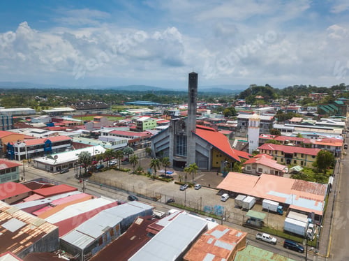 Preview: Beautiful Aerial View Of Limon Down Town And Church In Costa Rica