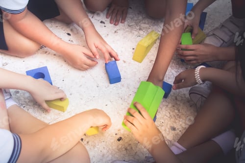 Preview: Photograph Of Some Kids Playing With Blocks