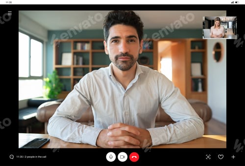 Preview: Business Man On A Work Video Call From Home.