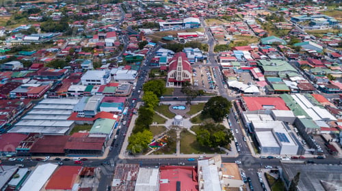 Preview: Aerial View Of The Park And Church Of Zarcero In Costa Rica