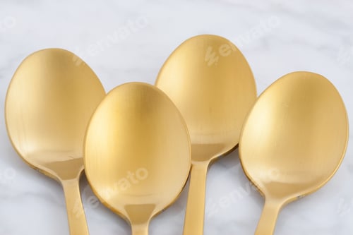 Preview: Golden Spoon Set Styled On Antique Carrara Marble