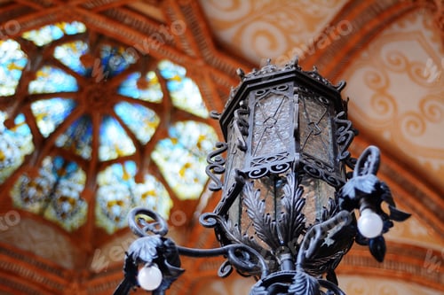 Preview: Old Lantern Against Beautiful Glass Roof.
