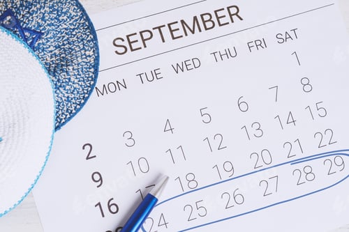 Preview: Calendar With Kippah. Sukkot Concept.