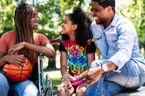 Preview: Woman In A Wheelchair At The Park With Family.