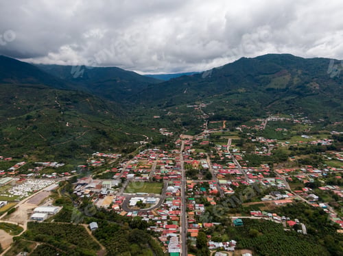 Preview: Beautiful Aerial View Of The Beautiful Town Of Santa Maria De Dota In Costa Rica -Town In Valley