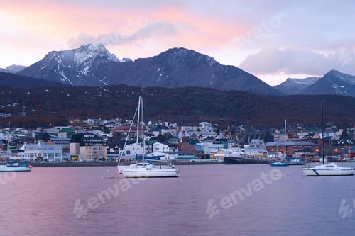Preview: View Of The City Of Ushuaia At The Sunset. Tierra Del Fuego, Argentina.