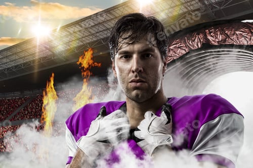 Preview: Football Player With A Pink Uniform Coming Out Of A Stadium Tunnel.