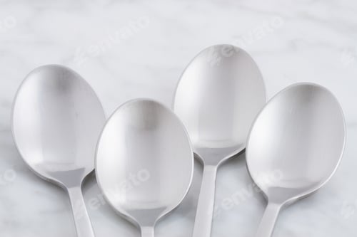 Preview: Silver Spoon Set Styled On Antique Carrara Marble
