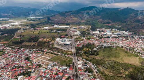 Preview: Beautiful Aerial View Of The City Of Cartagos Roads And Parks In Costa Rica
