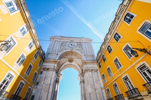 Preview: Rue Augusta Arch On The Commerce Square. Lisbon - Portugal.