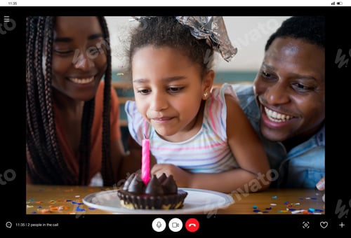 Preview: Family Celebrating Birthday On A Video Call.