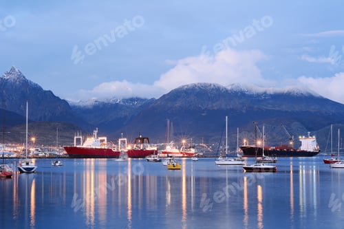Preview: View Of The City Of Ushuaia At The Sunset. Tierra Del Fuego, Argentina.