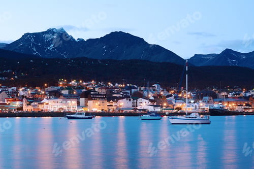 Preview: View Of The City Of Ushuaia At The Sunset. Tierra Del Fuego, Argentina.
