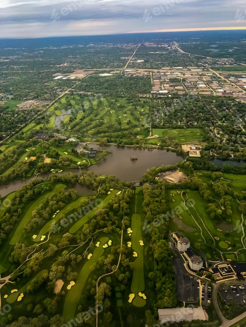 Preview: Beautiful Aerial View Of The Chicago Suburbs Seen From The Airplane