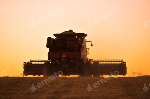 Preview: Harvester Machine, Harvesting In The Argentine Countryside, La Pampa Province, Patagonia, Argentina.