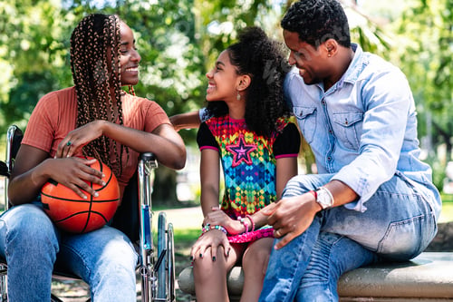 Preview: Woman In A Wheelchair At The Park With Family.