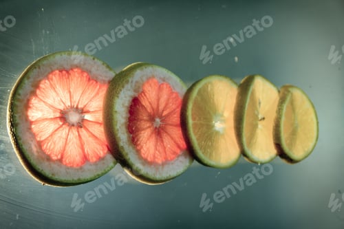 Preview: Photograph Of A Grapefruit And Orange Slices On Lighted Glass