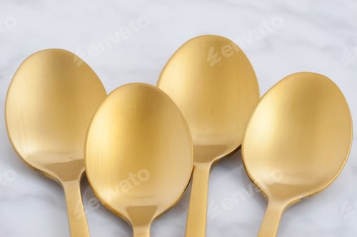 Preview: Golden Spoon Set Styled On Antique Carrara Marble