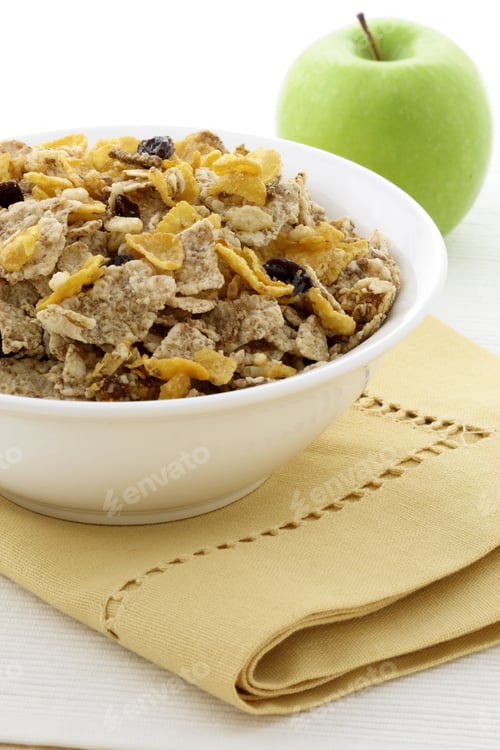 Preview: Delicious And Healthy Granola Or Muesli With Fresh Organic Apple, With Lots Of Dry Fruits, Nuts And