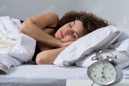 Preview: Latin Woman Sleeping In Her Bed At Home.