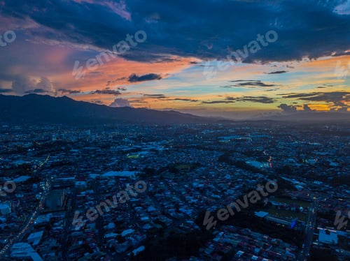 Preview: Beautiful Aerial View Of The Sunset On Costa Ricas Moravia
