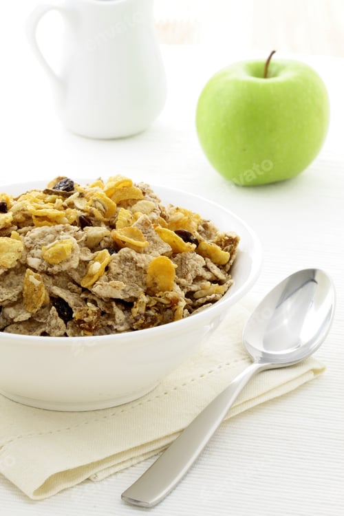 Preview: Delicious And Healthy Granola Or Muesli With Fresh Organic Apple, With Lots Of Dry Fruits, Nuts And