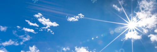 Preview: Transparent Bright Sun Isolated On A Blue Background. The Real Effect Of Transparency. Concept Is