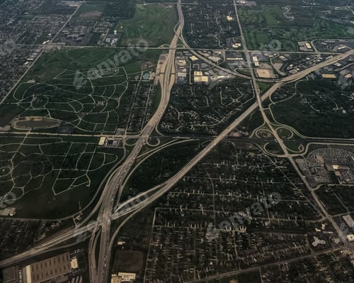 Preview: Beautiful Aerial View Of The Chicago Suburbs Seen From The Airplane