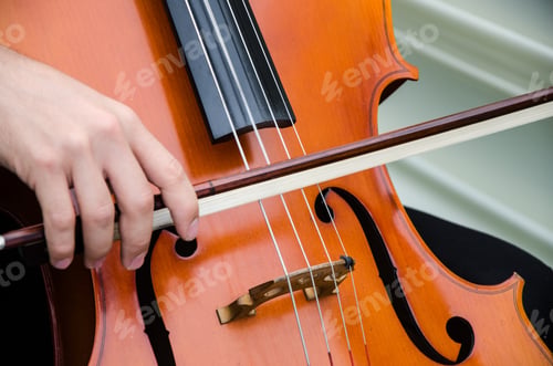 Preview: Art And Artist. Young Elegant Man Violinist Playing Violin On Black. Classical Music. Little Boy