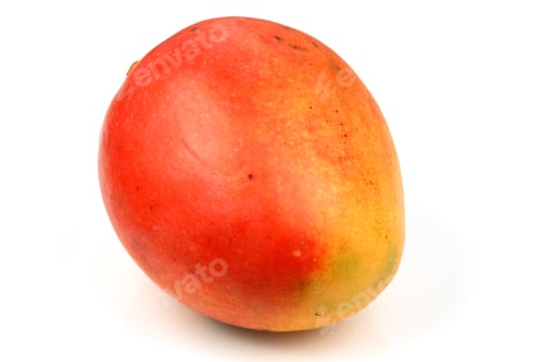 Preview: Delicious Organic Mango On White Background, Sweet Tropical Fruit