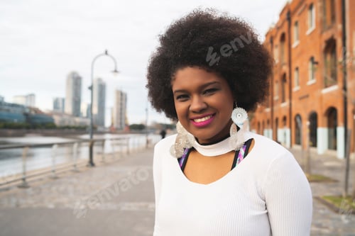 Preview: Portrait Of Beautiful Afro American Latin Confident Woman In The Street. Urban Concept.