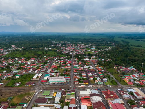 Preview: Beautiful Aerial View Of The Town Of Siquirris In Limon Costa Rica
