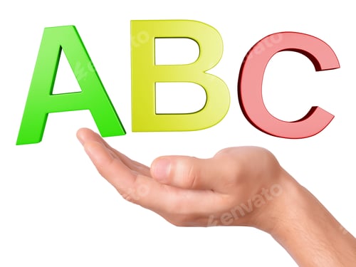 Preview: Image Of Hand Holding Letters Abc Symbol. School Concept On White Background